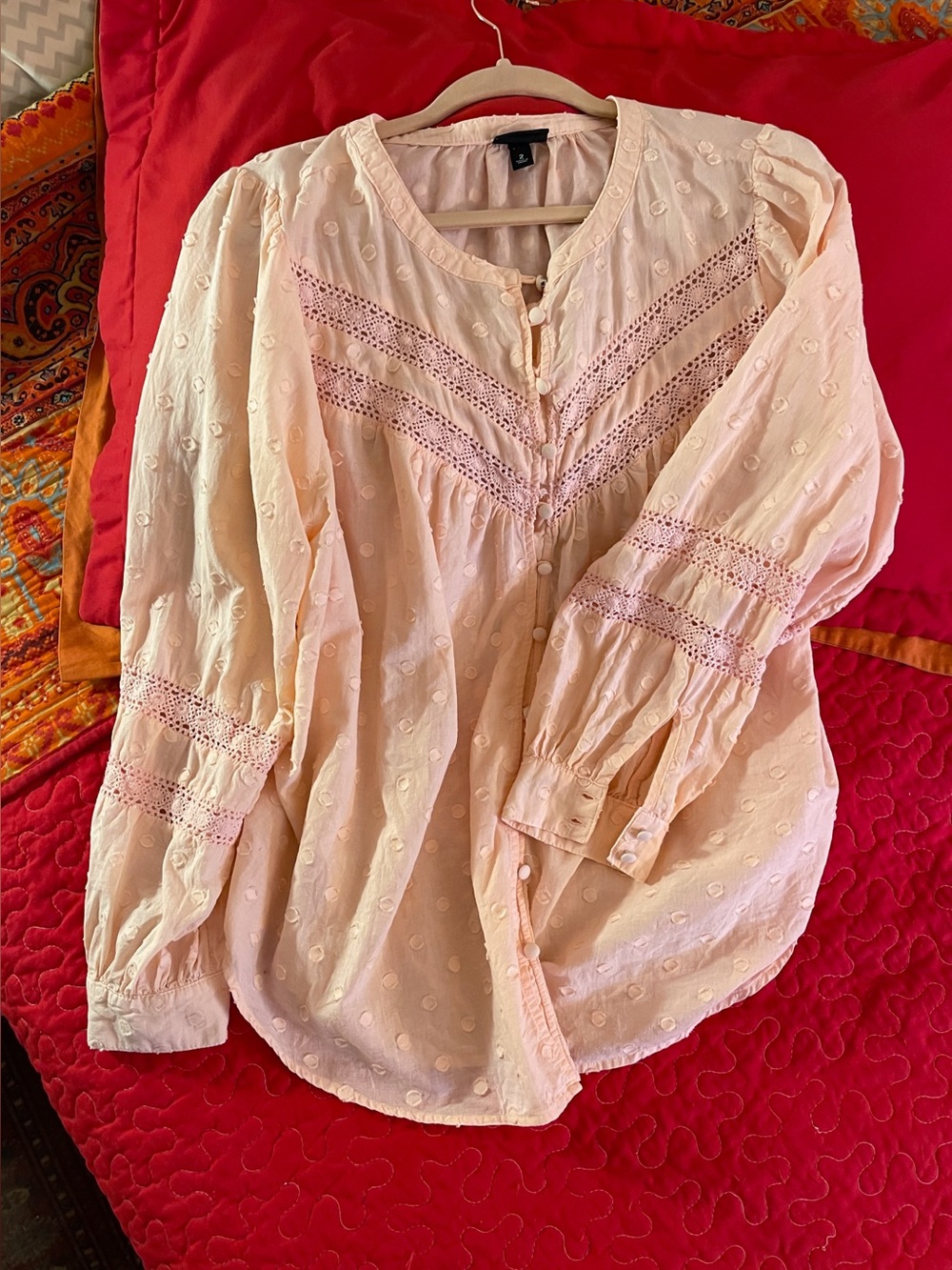torrid Blush Pink Cotton Eyelet Peasant Top